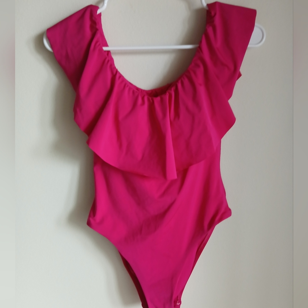 Trina Turk Pink One Piece Swimsuit Ruffle Size 6